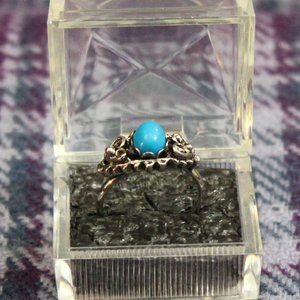 Vintage Silver-tone Faux Turquoise Southwest Style Adjustable Ring